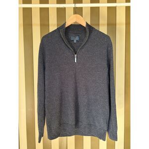 Fairlane 100% Merino Wool Navy Blue Quarter Zip Sweater L